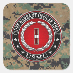 Sticker Carré Marines des États-Unis : Adjudant-chef trois (USMC