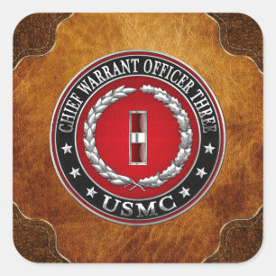 Sticker Carré Marines des États-Unis : Adjudant-chef trois (USMC