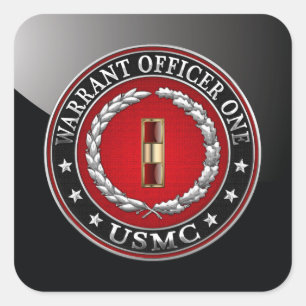 Sticker Carré Marines des États-Unis : Adjudant un (USMC WO-1) [