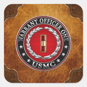 Sticker Carré Marines des États-Unis : Adjudant un (USMC WO-1) [