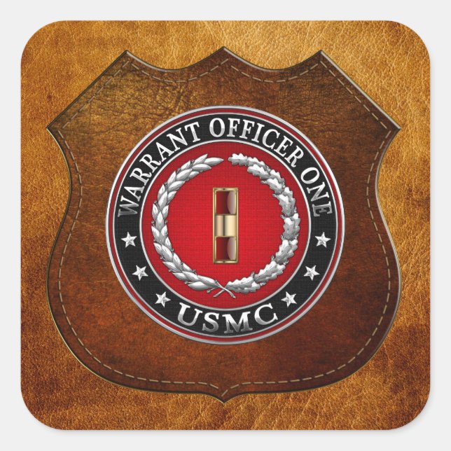 Sticker Carré Marines des États-Unis : Adjudant un (USMC WO-1) [ (Devant)