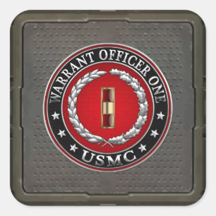 Sticker Carré Marines des États-Unis : Adjudant un (USMC WO-1) [