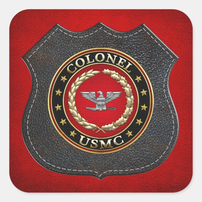 Sticker Carré Marines des États-Unis : Colonel (USMC Col) [3D] (Devant)