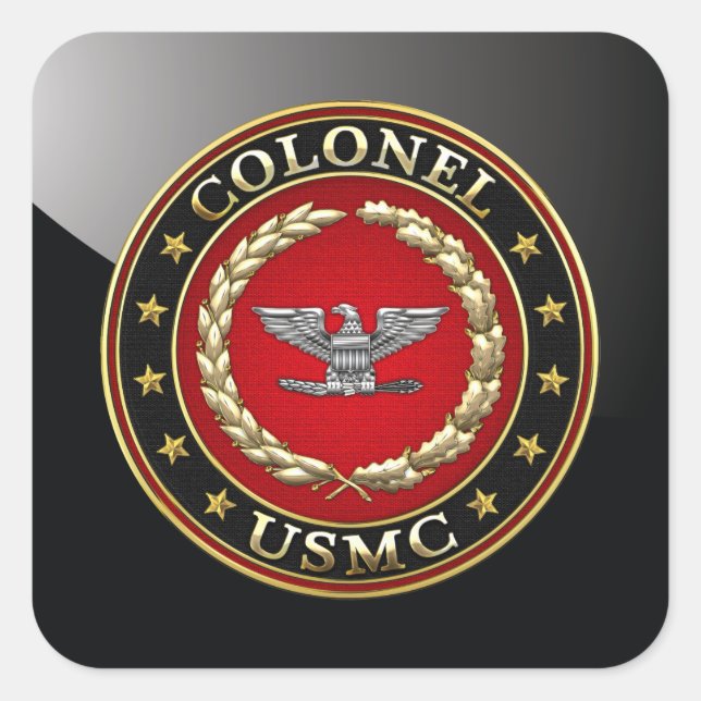 Sticker Carré Marines des États-Unis : Colonel (USMC Col) [3D] (Devant)