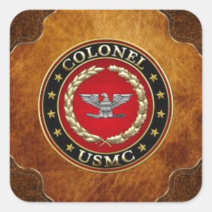 Sticker Carré Marines des États-Unis : Colonel (USMC Col) [3D]