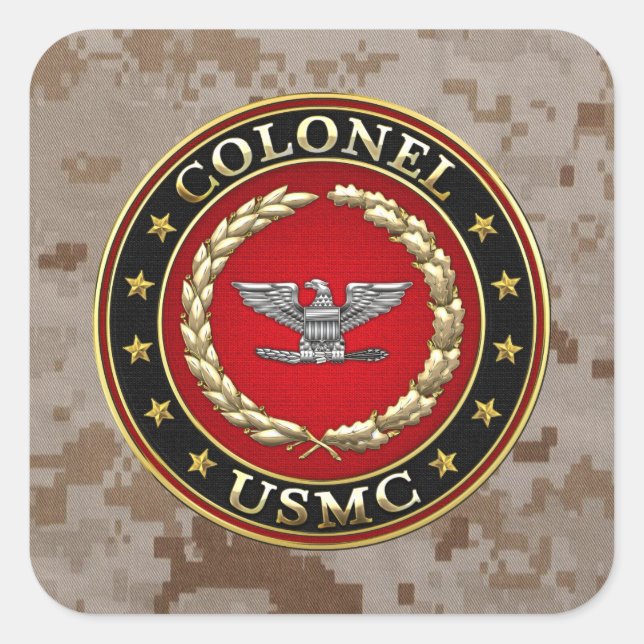Sticker Carré Marines des États-Unis : Colonel (USMC Col) [3D] (Devant)