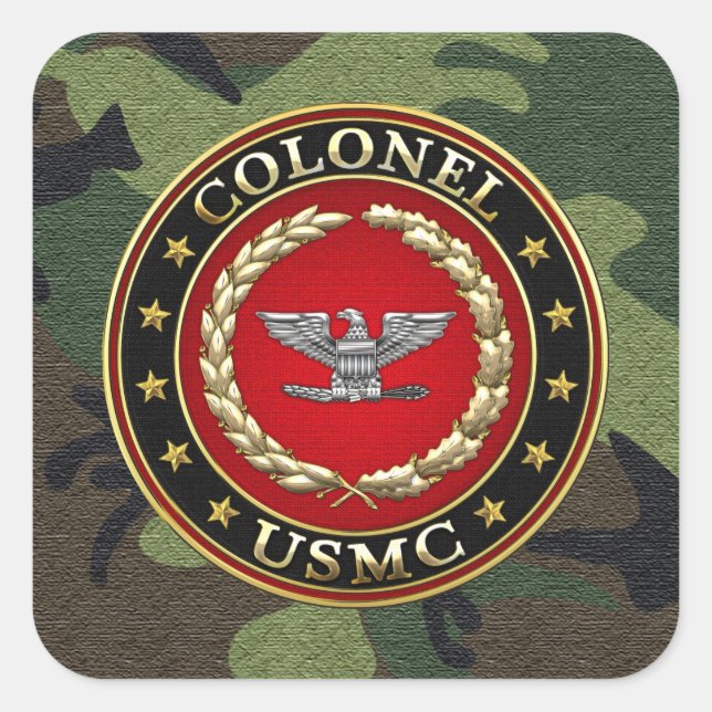 Sticker Carré Marines des États-Unis : Colonel (USMC Col) [3D] (Devant)