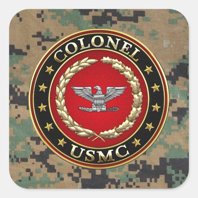 Sticker Carré Marines des États-Unis : Colonel (USMC Col) [3D] (Devant)