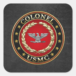 Sticker Carré Marines des États-Unis : Colonel (USMC Col) [3D]