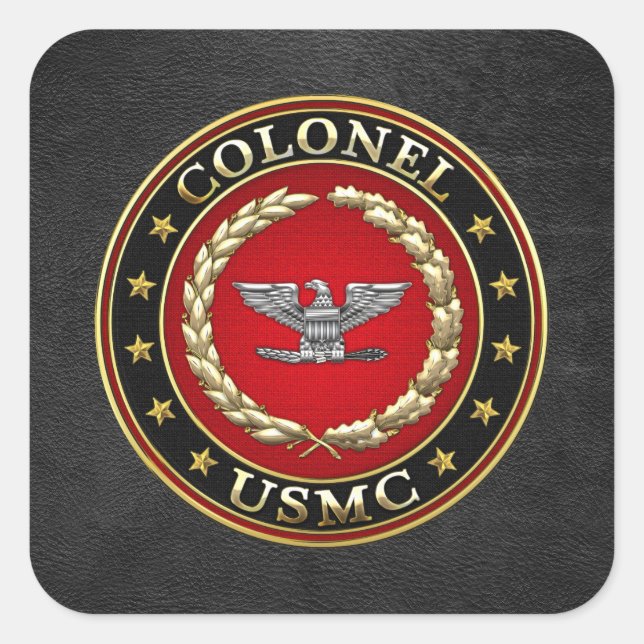 Sticker Carré Marines des États-Unis : Colonel (USMC Col) [3D] (Devant)