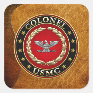 Sticker Carré Marines des États-Unis : Colonel (USMC Col) [3D]