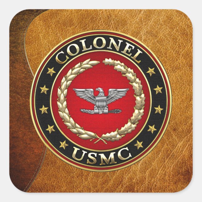 Sticker Carré Marines des États-Unis : Colonel (USMC Col) [3D] (Devant)