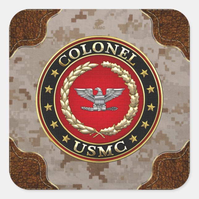 Sticker Carré Marines des États-Unis : Colonel (USMC Col) [3D] (Devant)