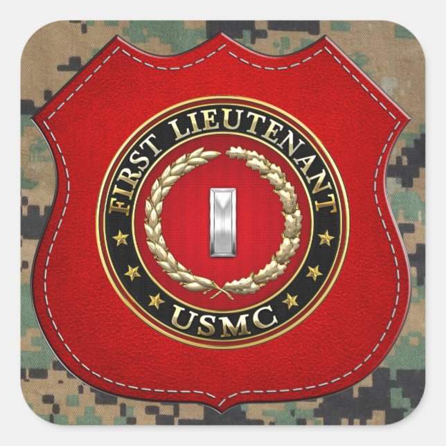 Sticker Carré Marines des États-Unis : Premier lieutenant (USMC  (Devant)