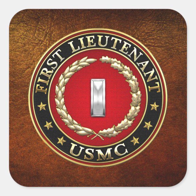 Sticker Carré Marines des États-Unis : Premier lieutenant (USMC  (Devant)