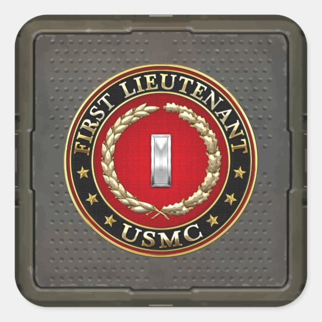Sticker Carré Marines des États-Unis : Premier lieutenant (USMC  (Devant)