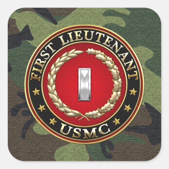 Sticker Carré Marines des États-Unis : Premier lieutenant (USMC  (Devant)