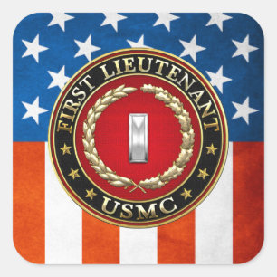Sticker Carré Marines des États-Unis : Premier lieutenant (USMC 