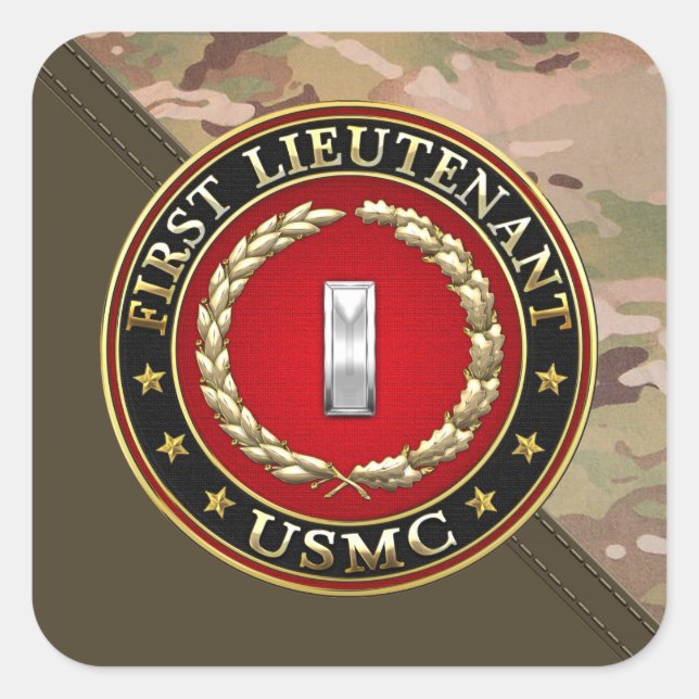 Sticker Carré Marines des États-Unis : Premier lieutenant (USMC  (Devant)