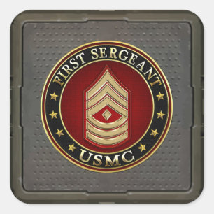 Sticker Carré Marines des États-Unis : Premier sergent (USMC 1er