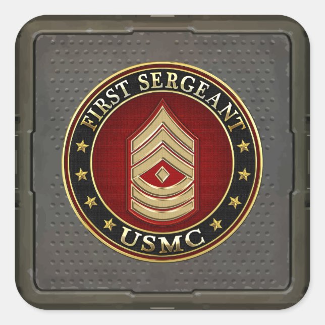Sticker Carré Marines des États-Unis : Premier sergent (USMC 1er (Devant)