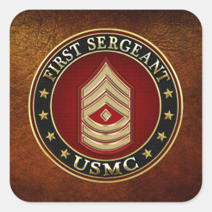 Sticker Carré Marines des États-Unis : Premier sergent (USMC 1er