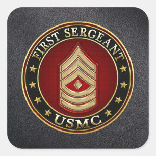 Sticker Carré Marines des États-Unis : Premier sergent (USMC 1er