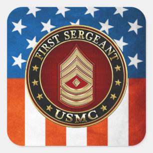 Sticker Carré Marines des États-Unis : Premier sergent (USMC 1er