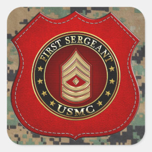 Sticker Carré Marines des États-Unis : Premier sergent (USMC 1er