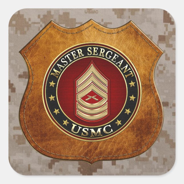Sticker Carré Marines des États-Unis : Sergent-maître (USMC MSgt (Devant)
