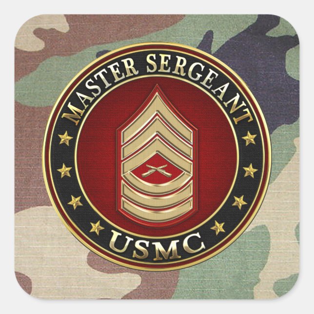 Sticker Carré Marines des États-Unis : Sergent-maître (USMC MSgt (Devant)