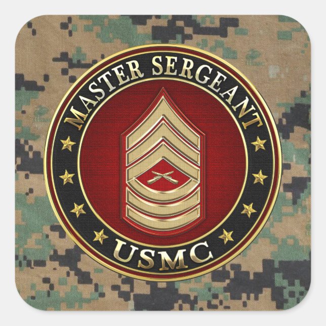 Sticker Carré Marines des États-Unis : Sergent-maître (USMC MSgt (Devant)