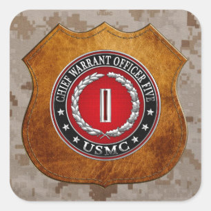 Sticker Carré Marines des USA : Garantie en chef cinq (usmc