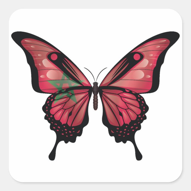 Sticker Carré Marocain Swallowtail Butterfly Flag (Devant)