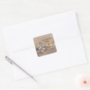 Sticker Carré Marquise Diamond Ring Mariage Enregistrer la date