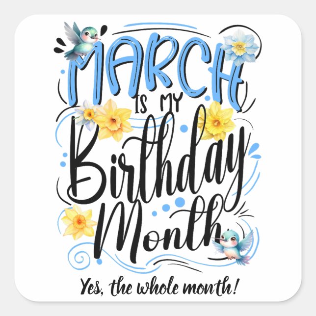 Sticker Carré Mars est mon mois d'anniversaire, Mars Vibes (Devant)