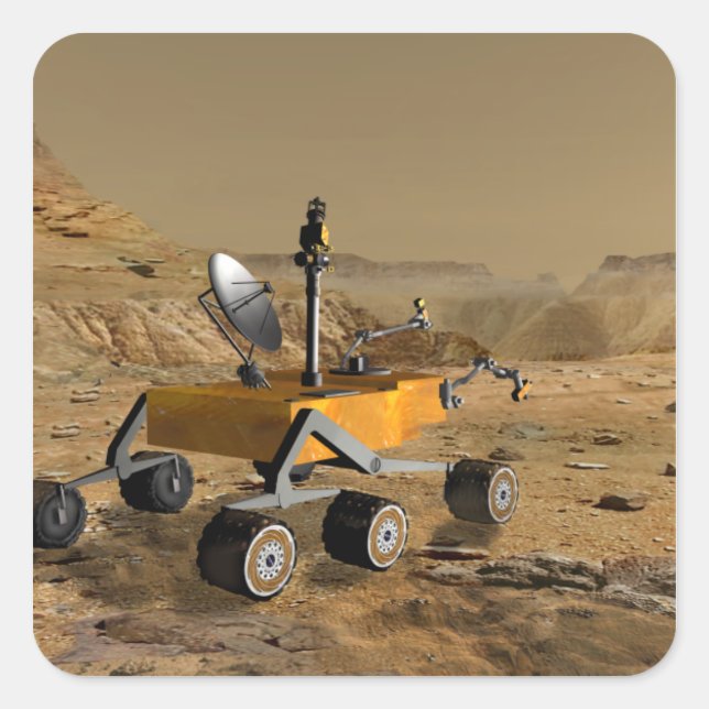 Sticker Carré Mars Science Laboratory voyage près d'un canyon (Devant)