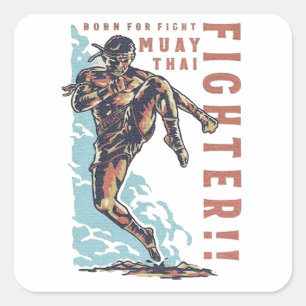 Sticker Carré Martial Muay Thai Fighter