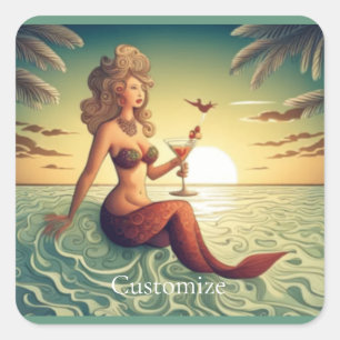Sticker Carré Martini Classy Mermaid Thunder_Cove