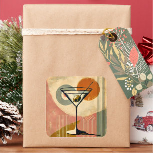 Sticker Carré Martini d'art moderne du milieu du siècle