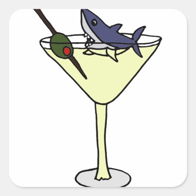 Sticker Carré Martini Manger du requin Olive (Devant)