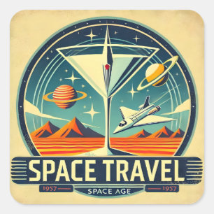 Sticker Carré Martini Space Travel 1957 New Worlds Logo