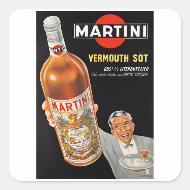 Sticker Carré Martini - Vino Vermouth Vintage (Devant)