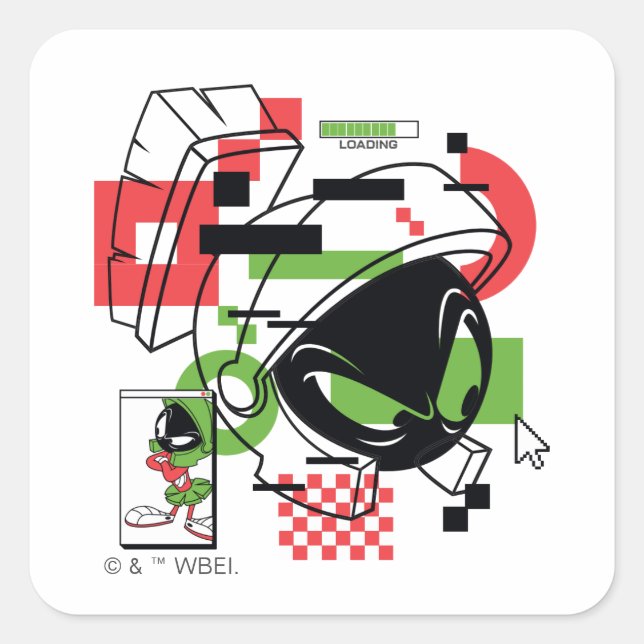 Sticker Carré MARVIN THE MARTIAN™ Glitch (Devant)