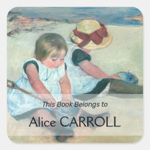 Sticker Carré Mary Cassatt - Enfants jouant sur la plage
