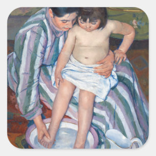 Sticker Carré Mary Cassatt - Le bain de l'enfant