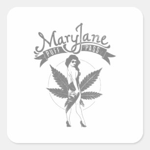 Sticker Carré Mary Jane Puff Pass Femme Artwork gris