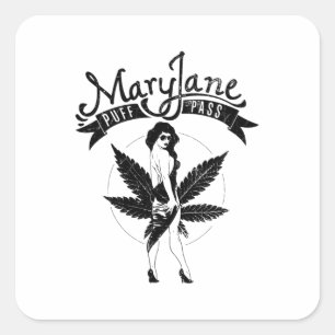 Sticker Carré Mary Jane Puff Pass Oeuvre d'art pour femmes Noir