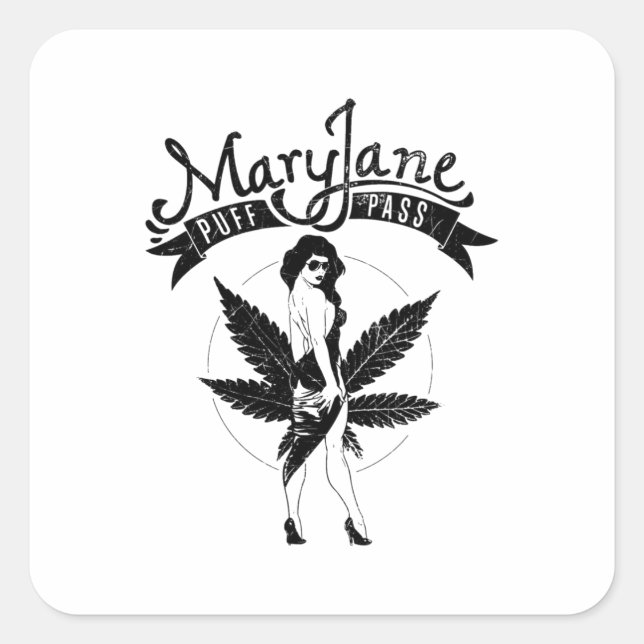 Sticker Carré Mary Jane Puff Pass Oeuvre féminine Noir (Devant)