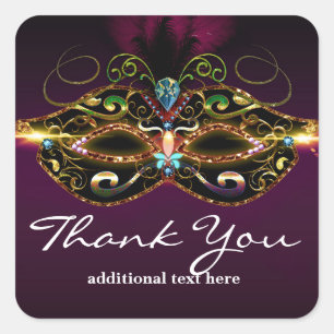 Sticker Carré Mascarade violet Mascarade Masque élégant Parti Fa